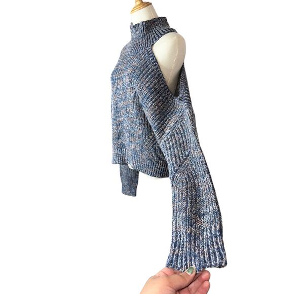 Lovers + Friends Chunky Knit Sweater Cold Shoulder Wool Blend Top Size Medium - Picture 6 of 11